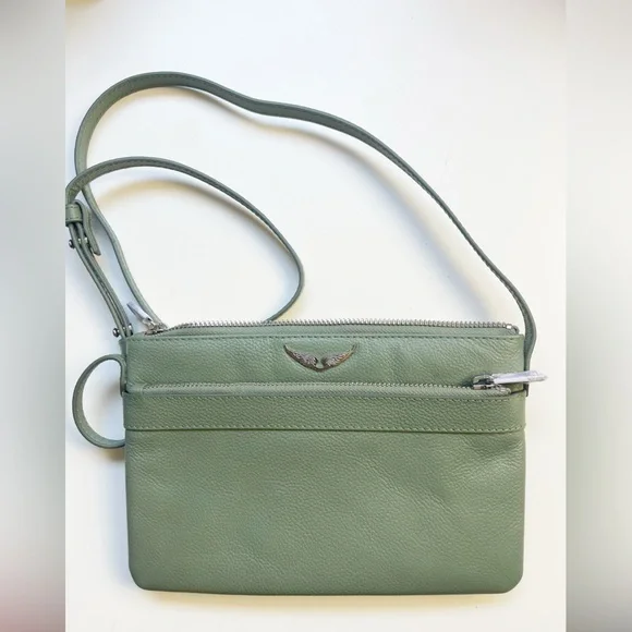 NWT Zadig & Voltaire Stella Wings Green Leather Crossbody Bag